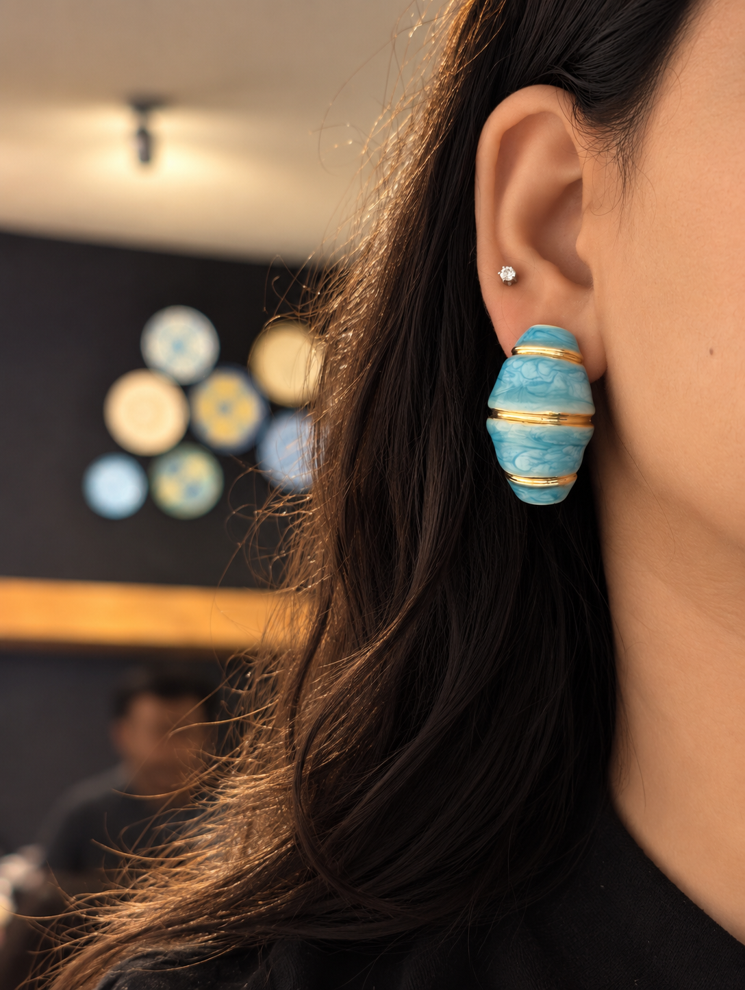 Pearlescent Ribbed Dome Earrings