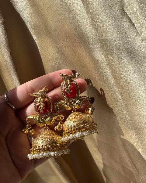 Bagh-e-Bahar Birdies — anti-tarnish enamel earrings by GetSetBuyy — image 2 of 2
