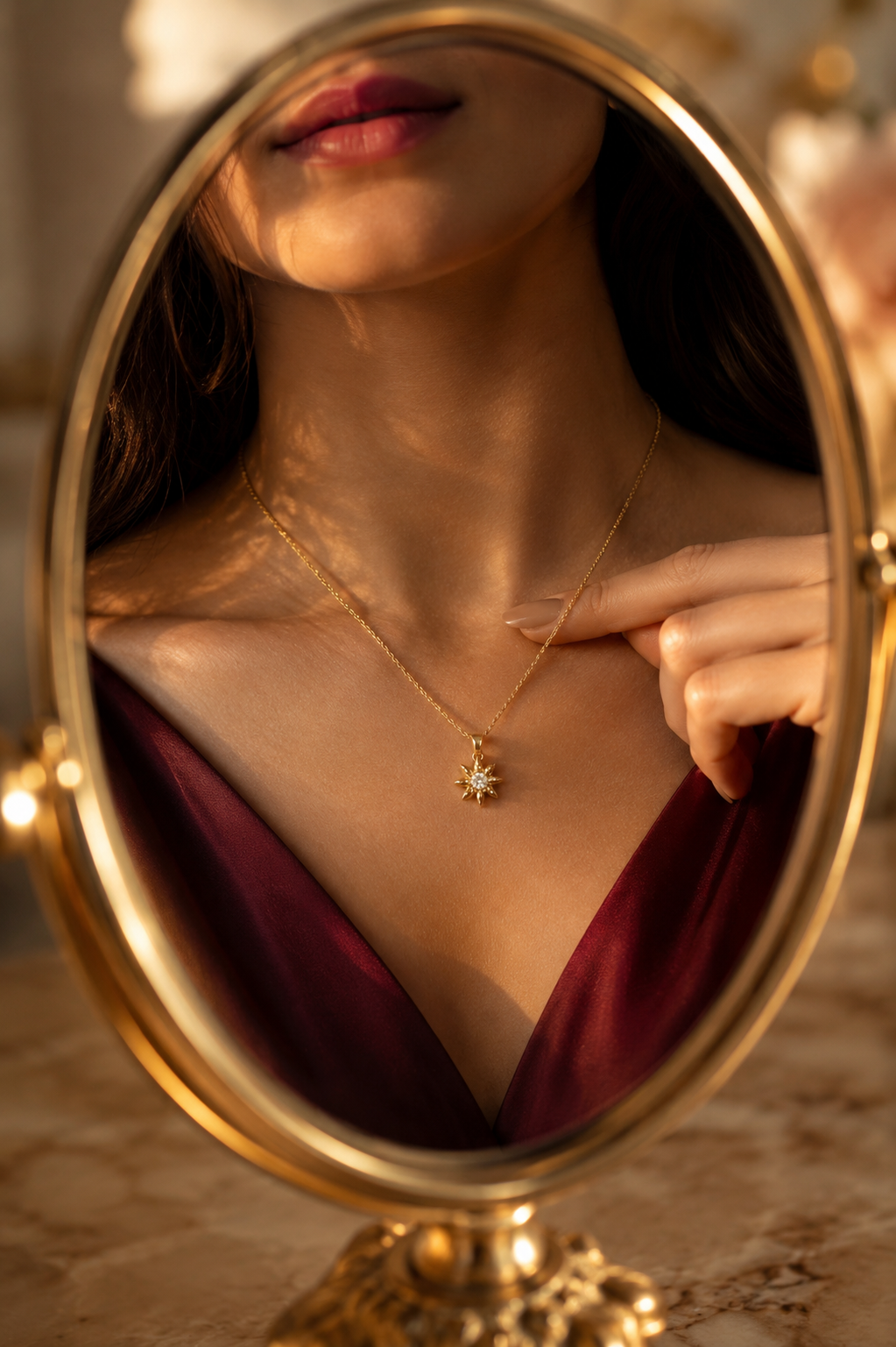 Gold Crystal Starburst Pendant