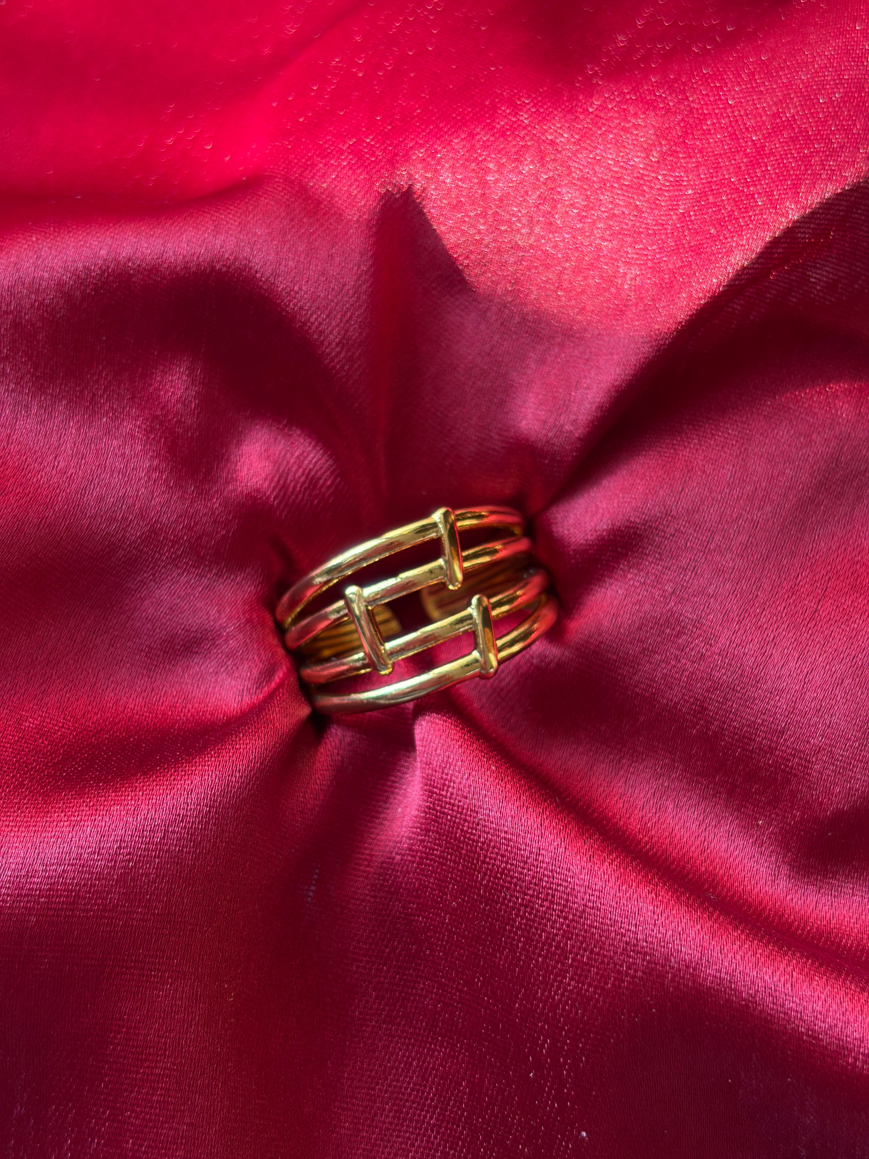 Gold Bamboo Ring — gold-plated stainless steel, close-up view
