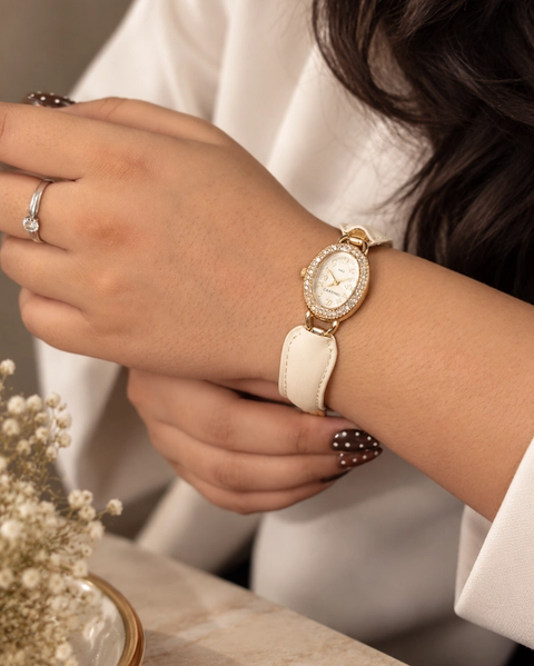 Crystal Halo Hybrid Oval Watch