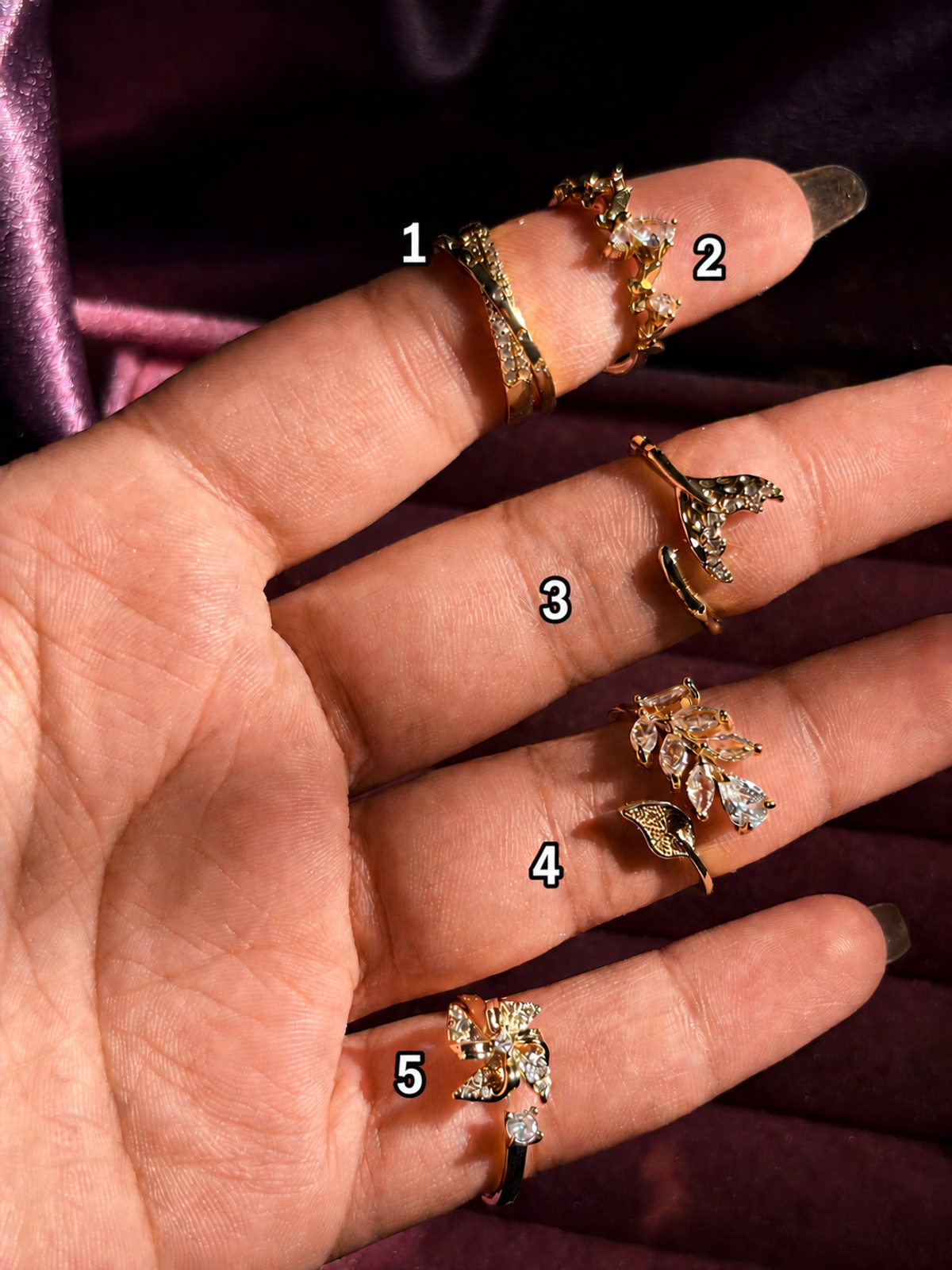 The Dainty Crystal Stacking Rings (Adjustable)