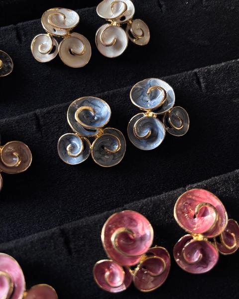 Pearlescent Spiral Cluster Earrings