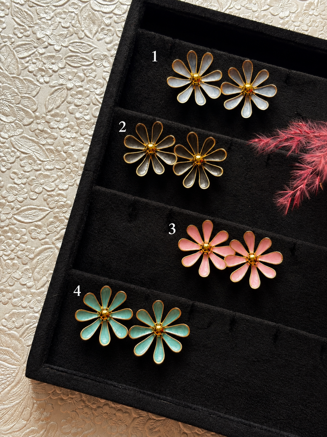 Enamel Daisy Stud Earrings