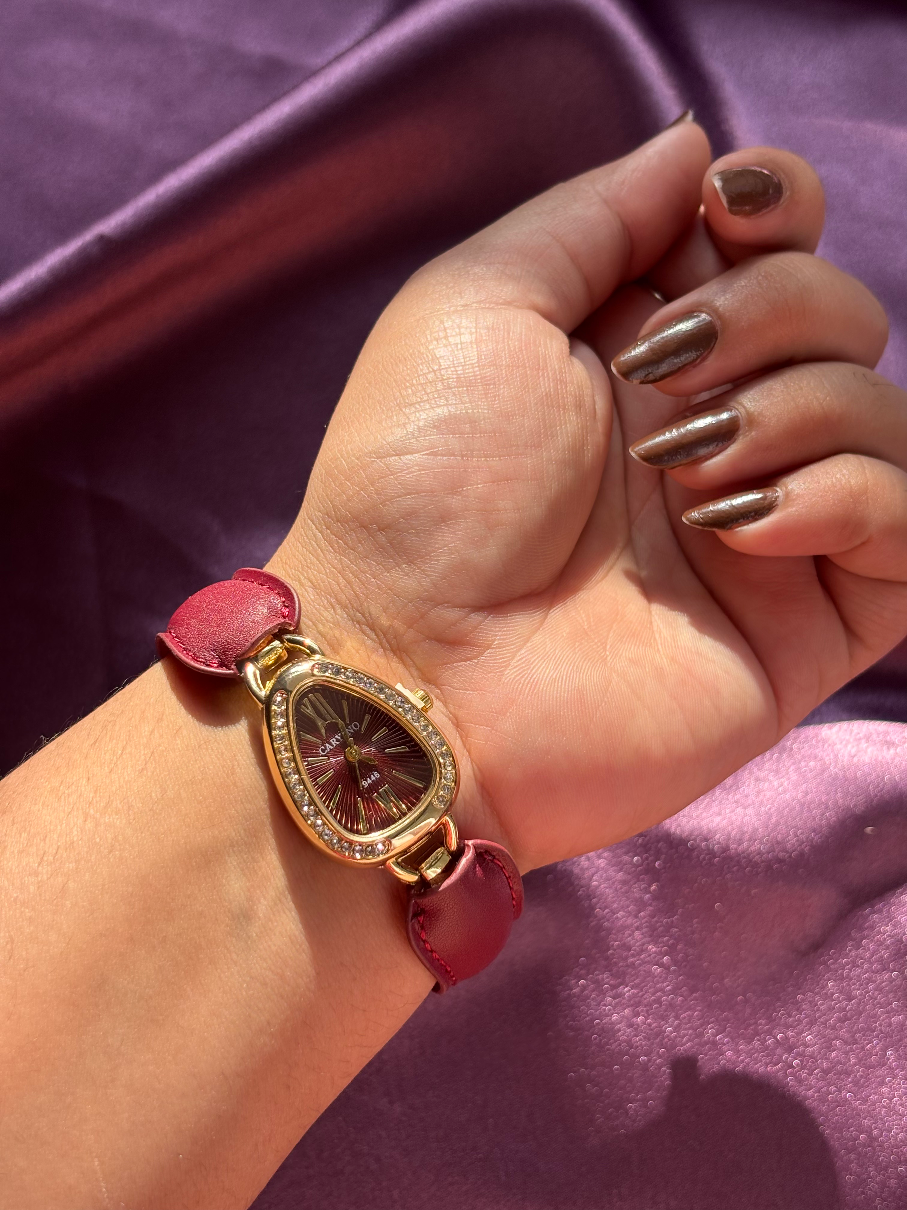 Wine Dial Leather Watch