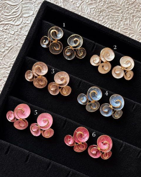 Pearlescent Spiral Cluster Earrings