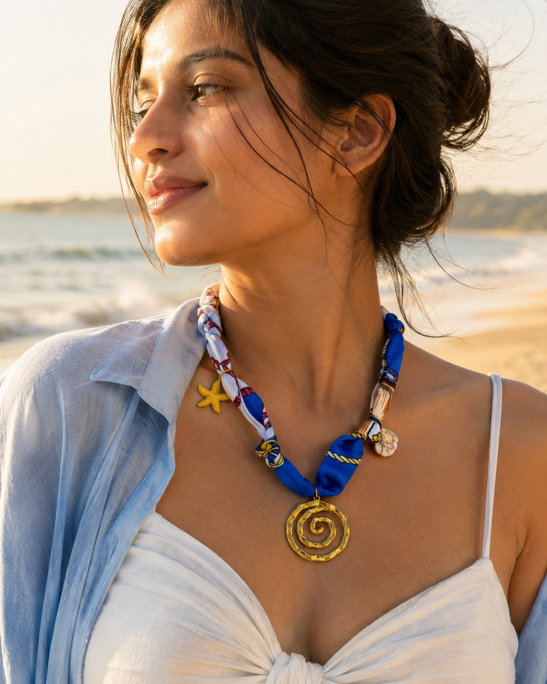 Coastal Spiral Silk Neckpiece