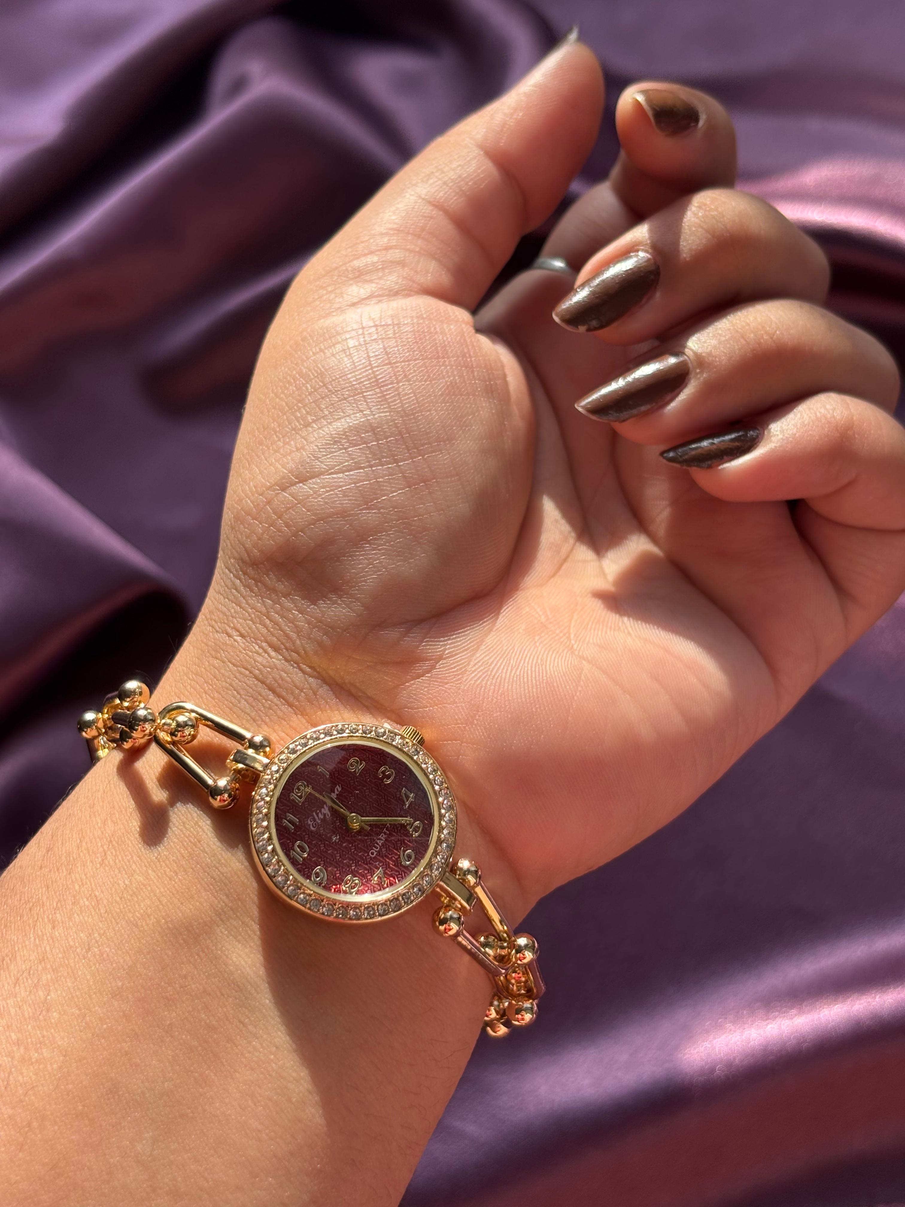 Classic Crimson Chain Bracelet Watch