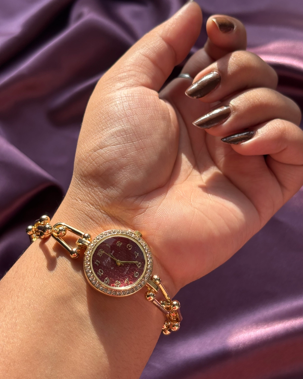 Classic Crimson Chain Bracelet Watch — anti-tarnish enamel watches by GetSetBuyy — image 1 of 4