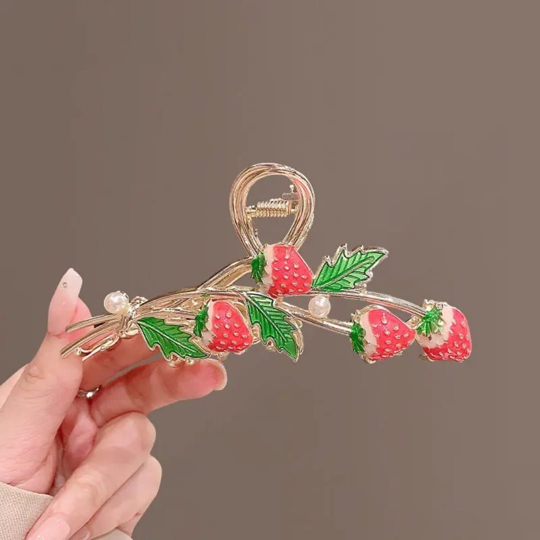 Korean Metal Strawberry Floral Hair Clutcher — photo_2026-04-07_17-12-07