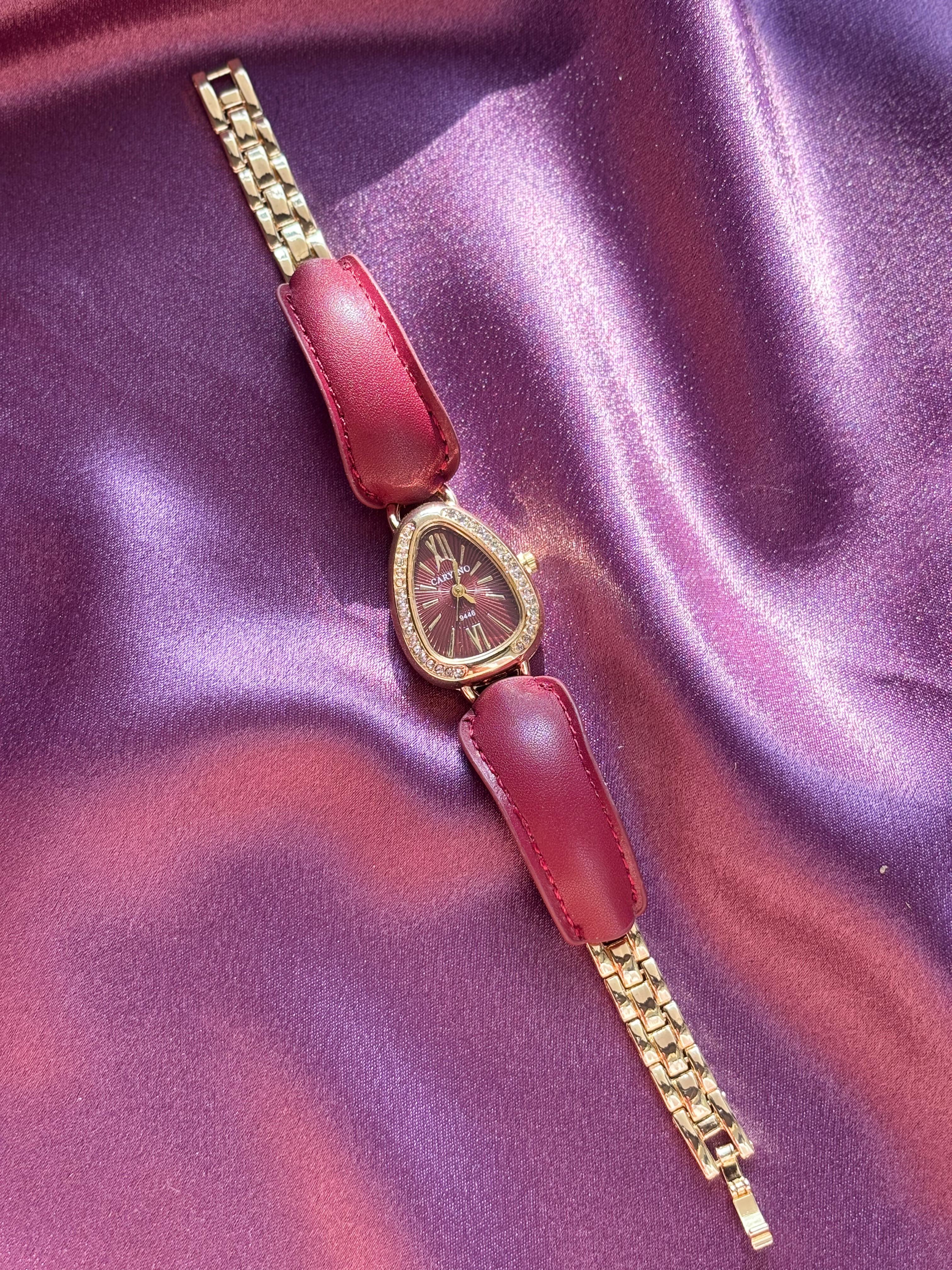 Wine Dial Leather Watch