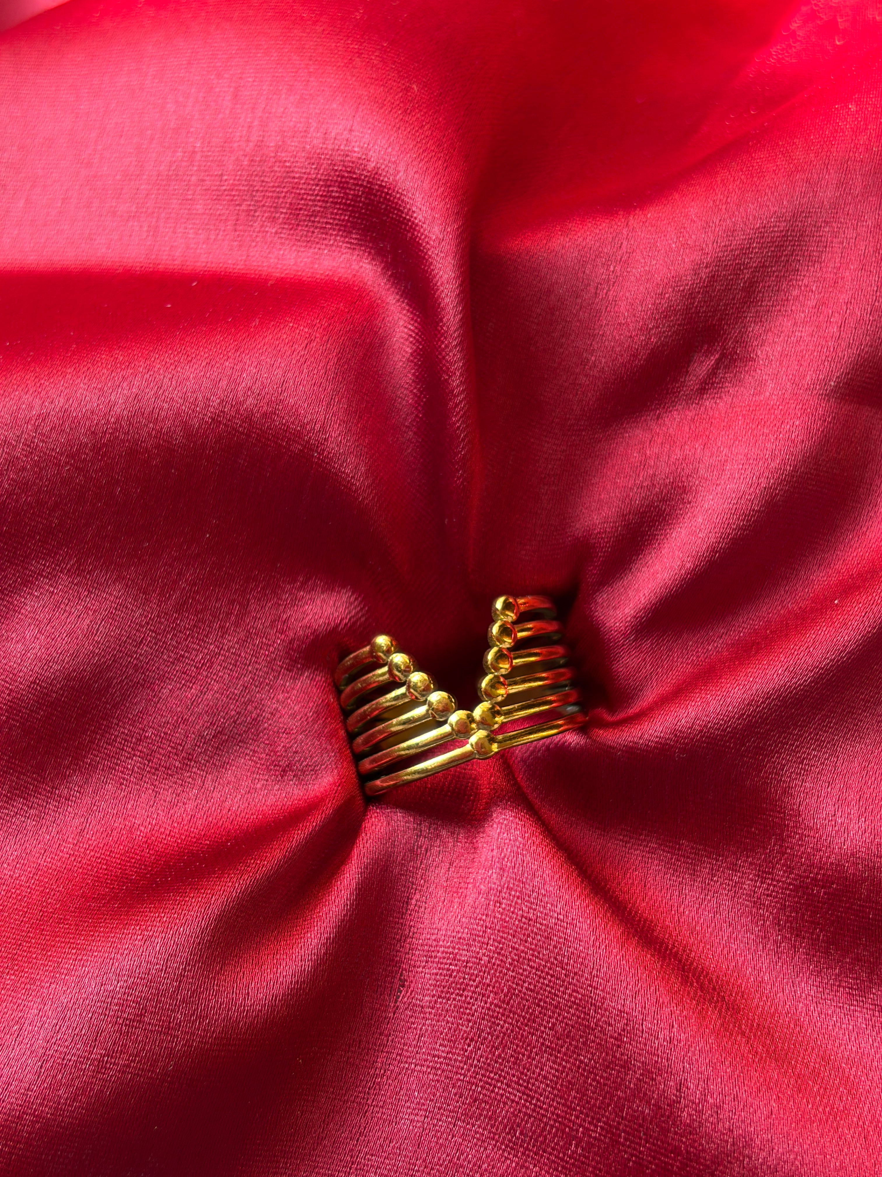 Gold Beaded Stack Ring — gold-plated stainless steel, close-up view