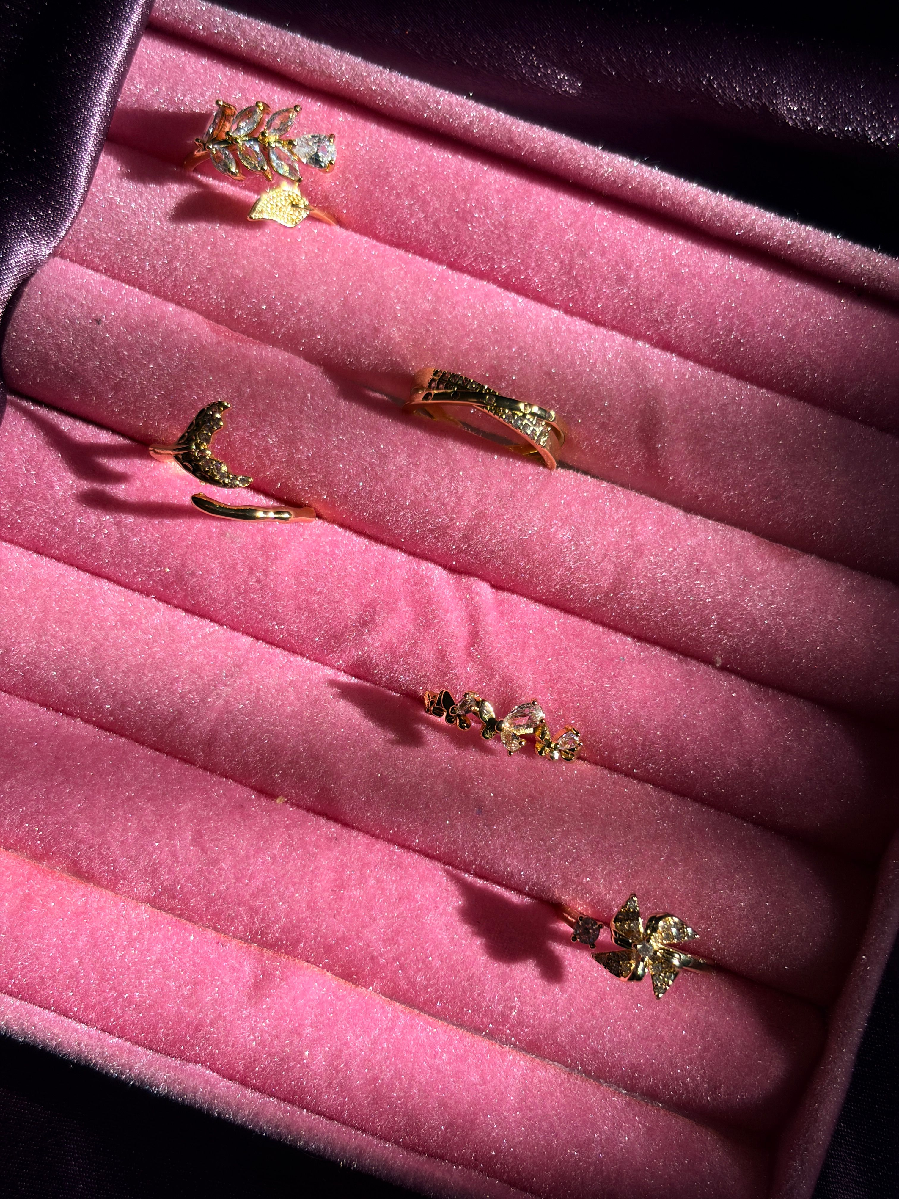 The Dainty Crystal Stacking Rings (Adjustable)