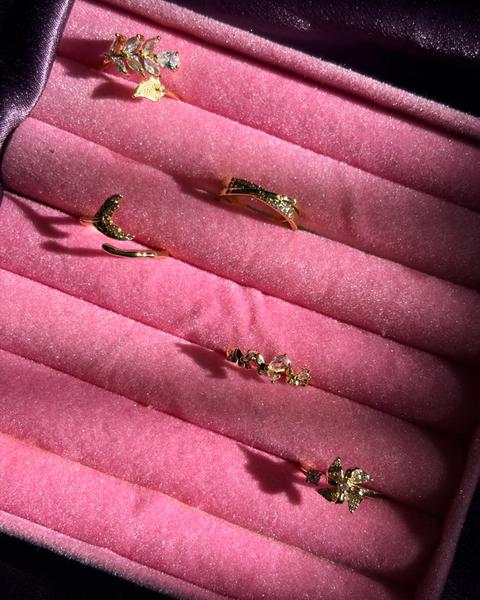 The Dainty Crystal Stacking Rings (Adjustable)