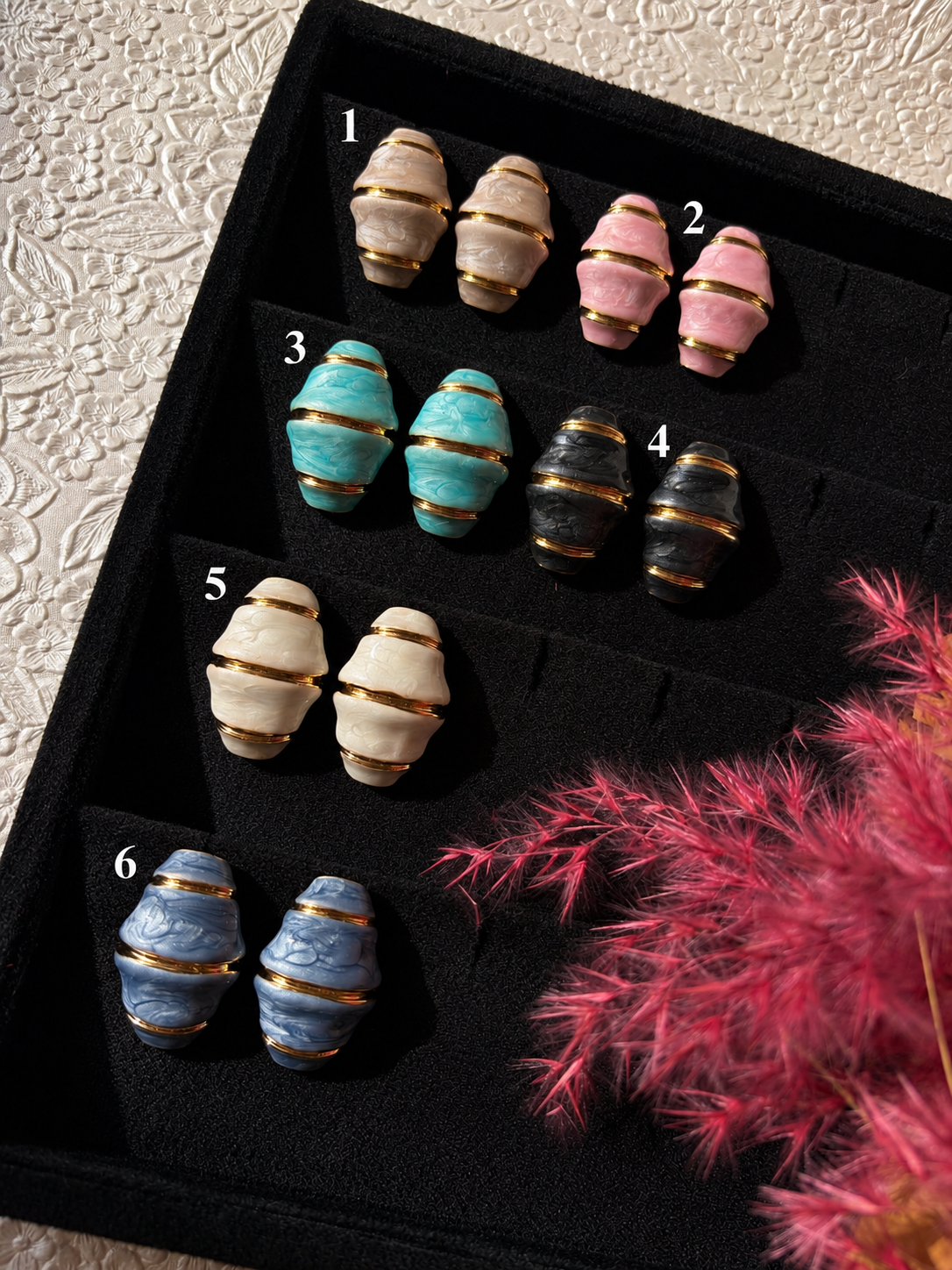 Pearlescent Ribbed Dome Earrings