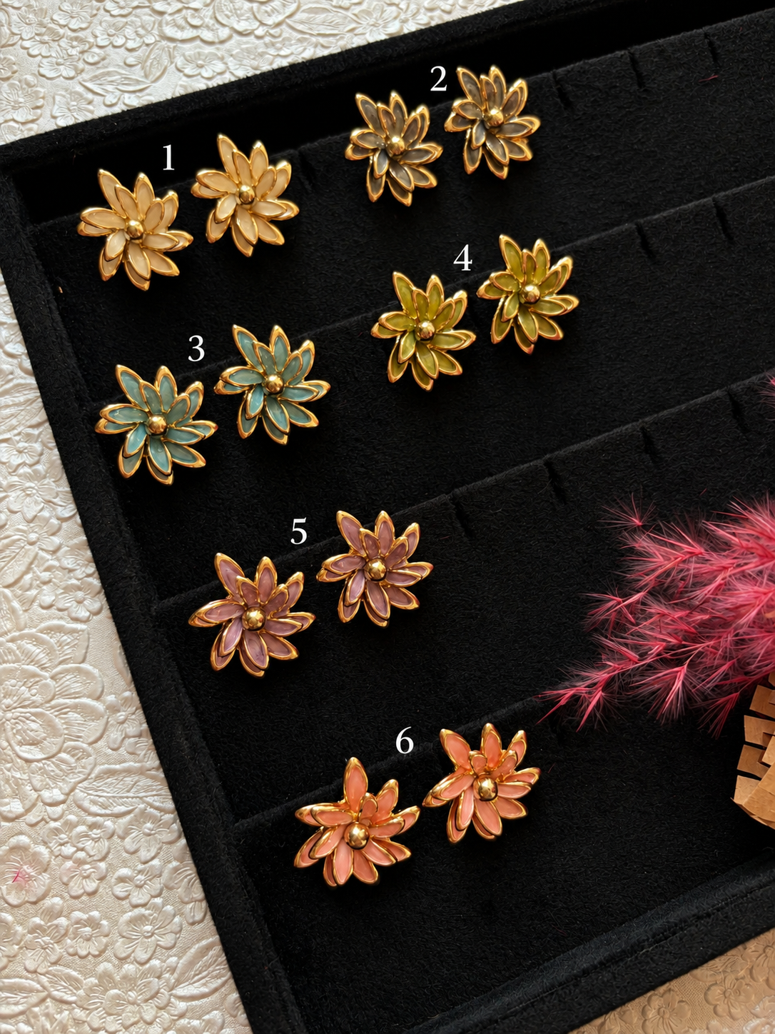 Pearlescent Lotus Stud Earrings