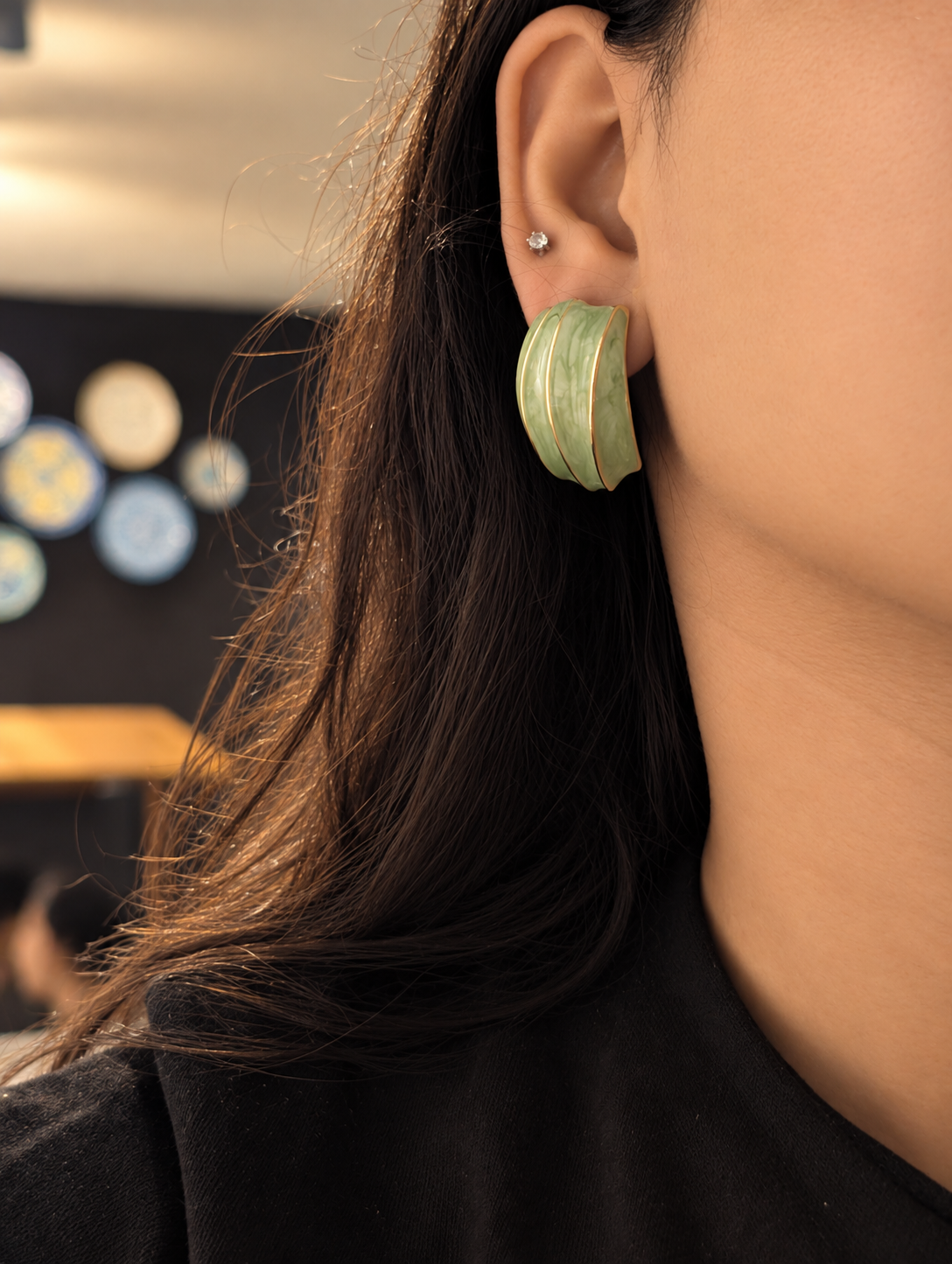 Grooved Pearlescent Shell Earrings