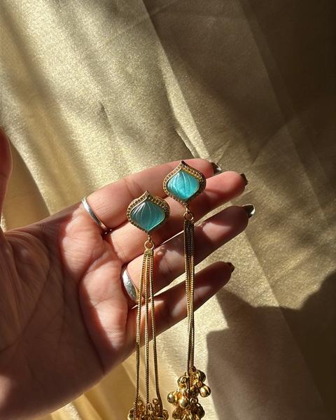 The Firozi Fringe — anti-tarnish enamel earrings by GetSetBuyy — image 2 of 2