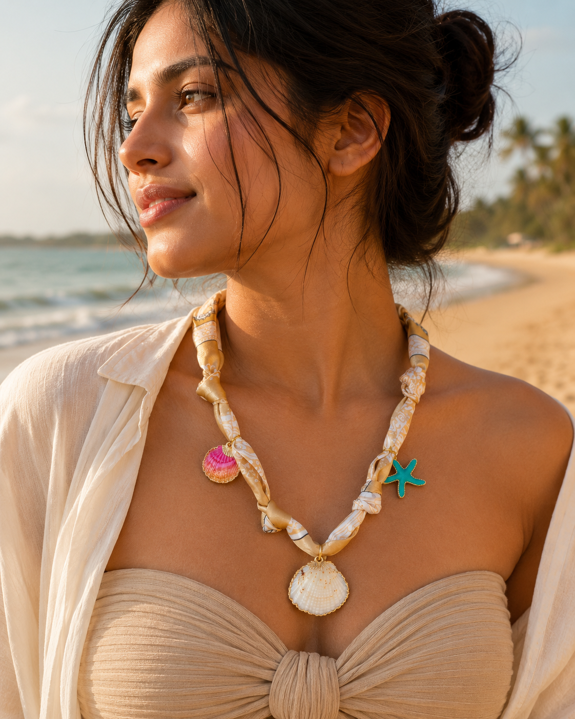 Golden Sands Shell Silk Neckpiece