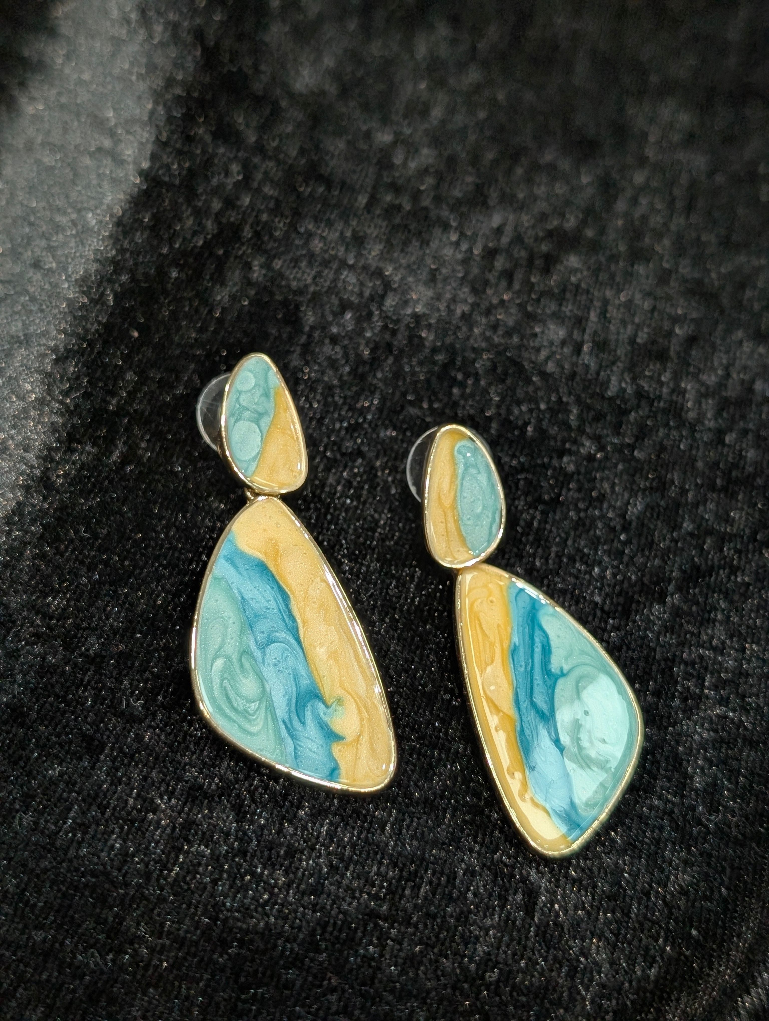 Abstract Coastal Enamel Drop Earrings