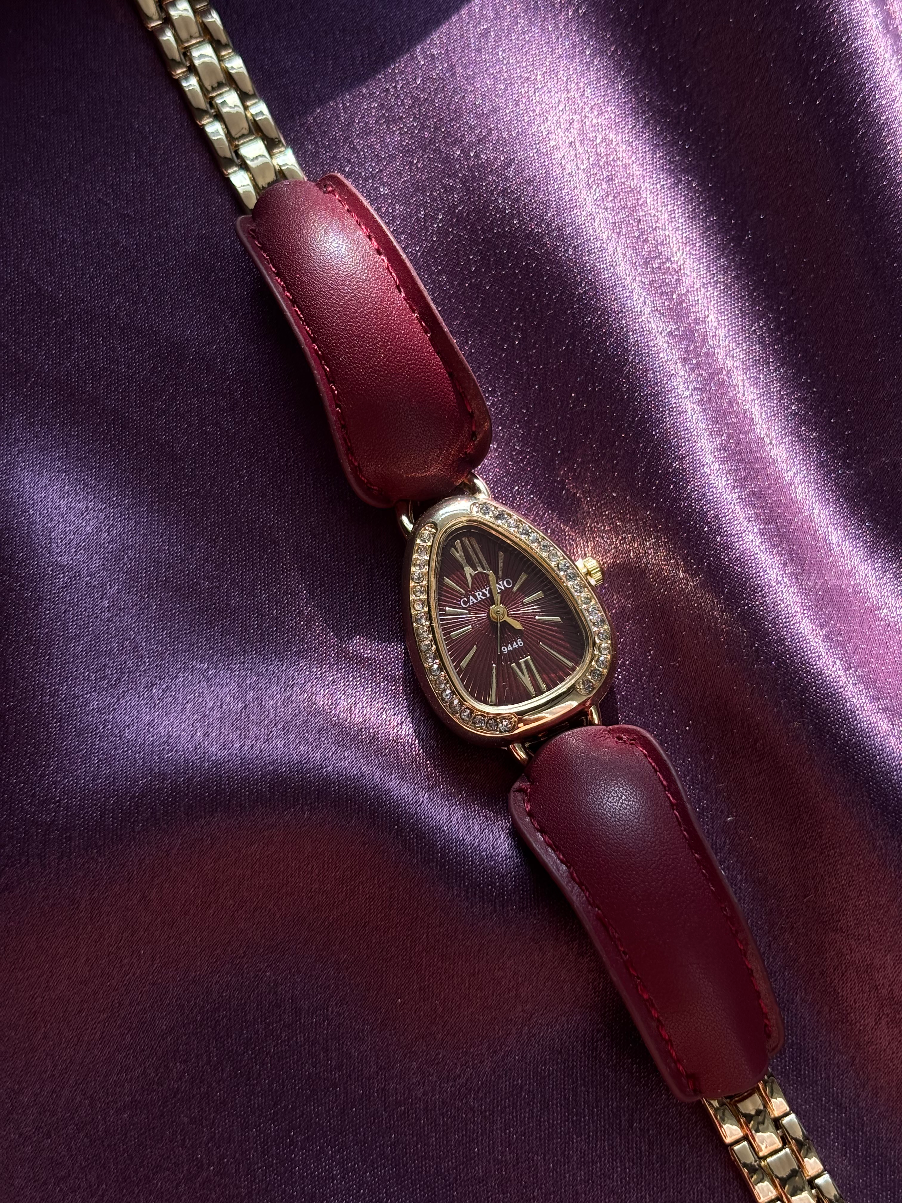 Wine Dial Leather Watch