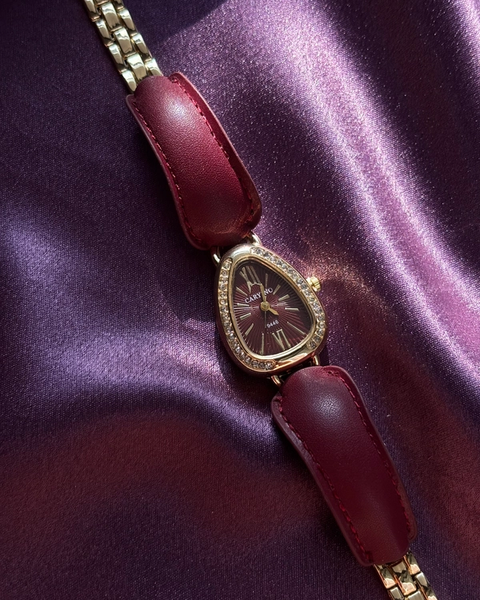 Wine Dial Leather Watch — anti-tarnish enamel watches by GetSetBuyy — image 2 of 3