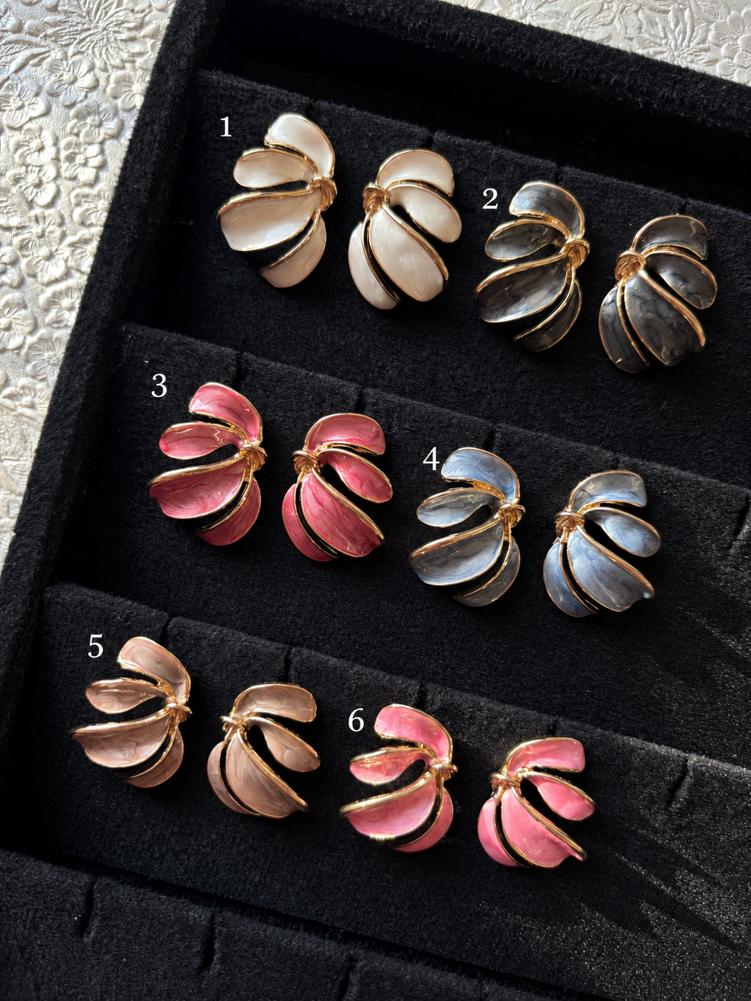Pearlescent Sweeping Petal Earrings