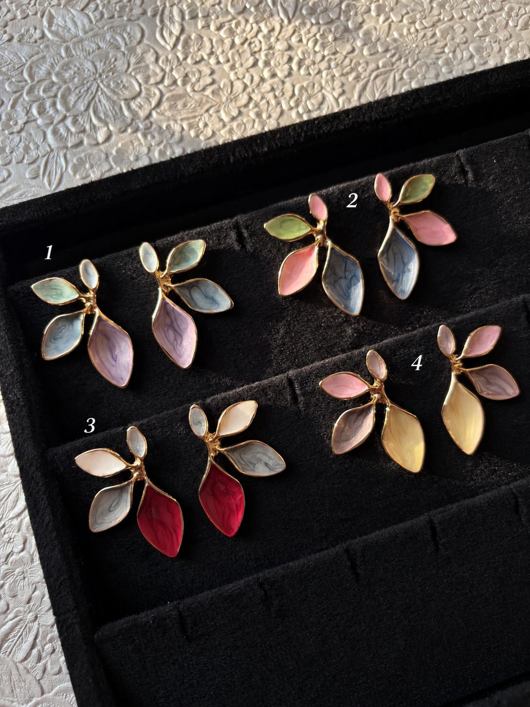 Pearlescent Foliage Cluster Earrings