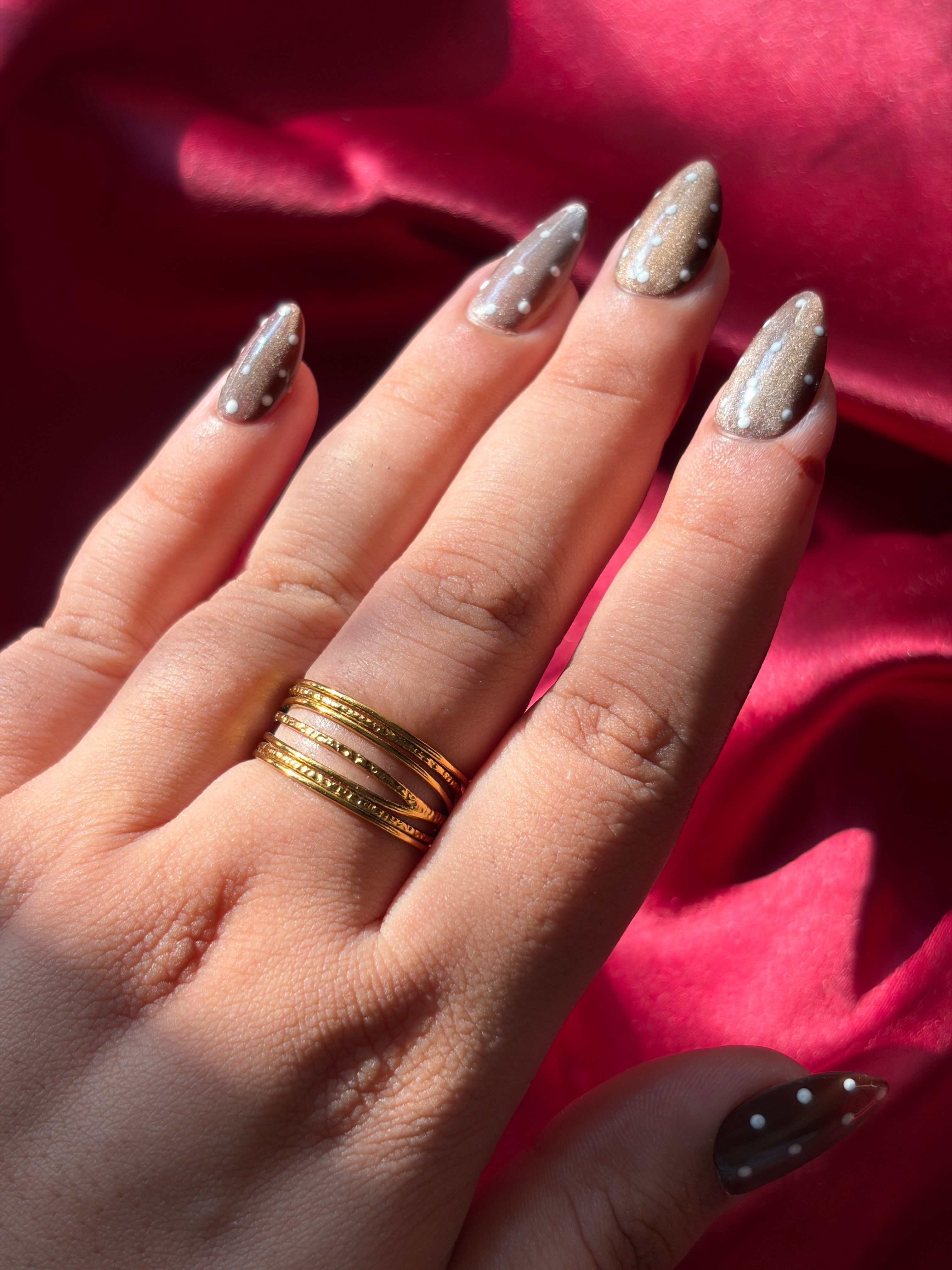 Gold Twist Band Ring worn on hand — view 2