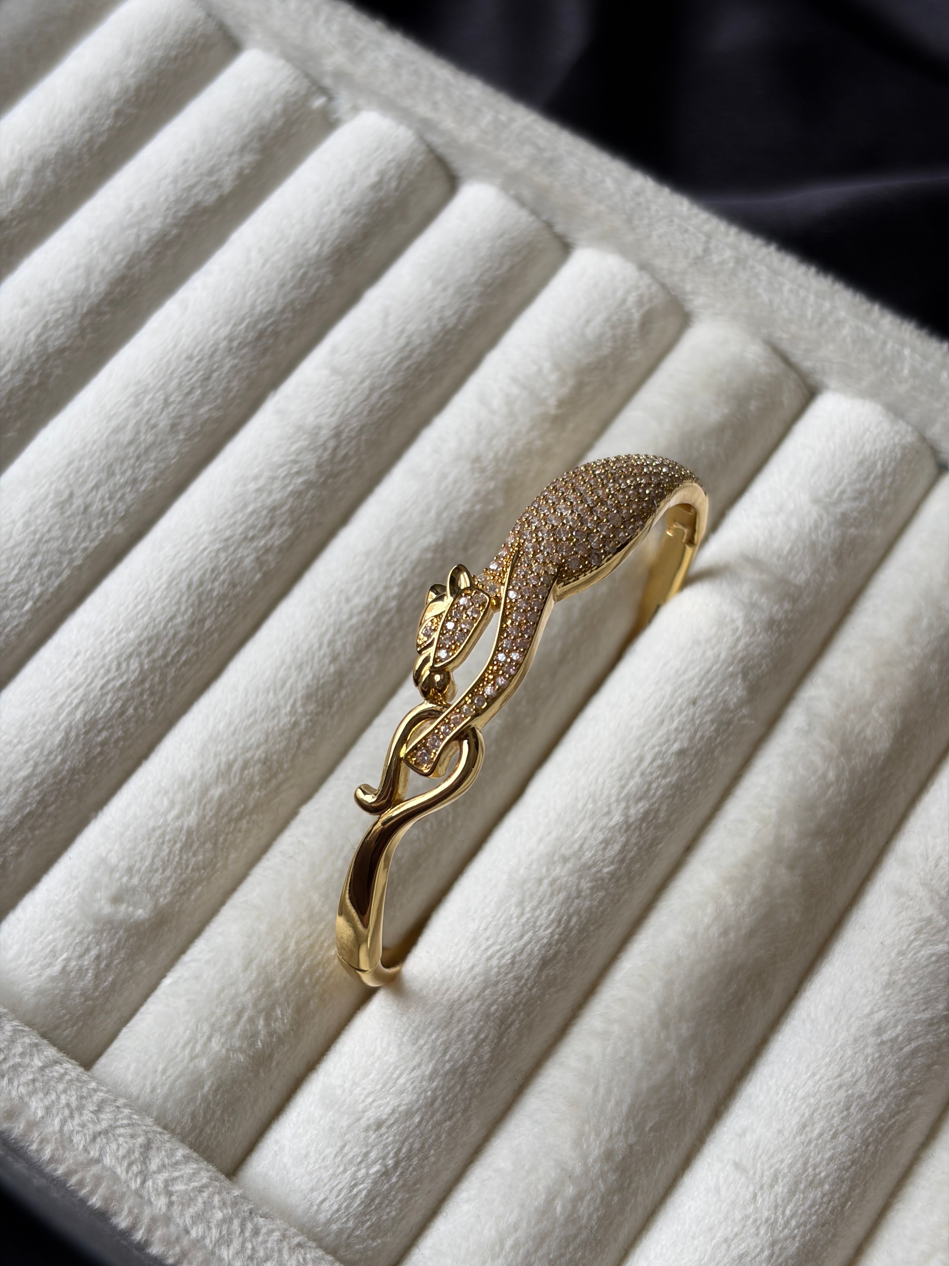 Golden Crystal Panther Bracelet