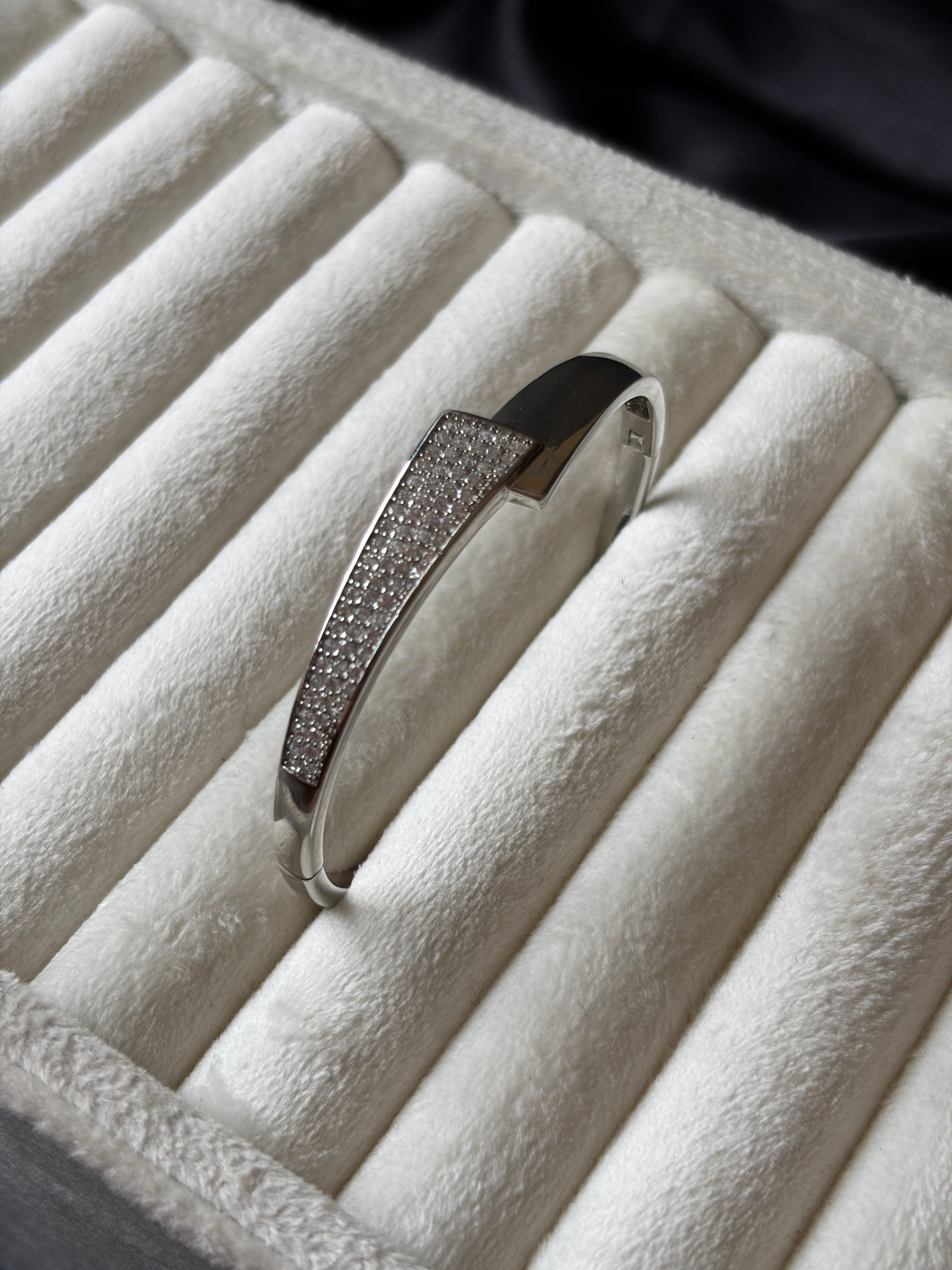 Silver Asymmetric Crystal Bracelet