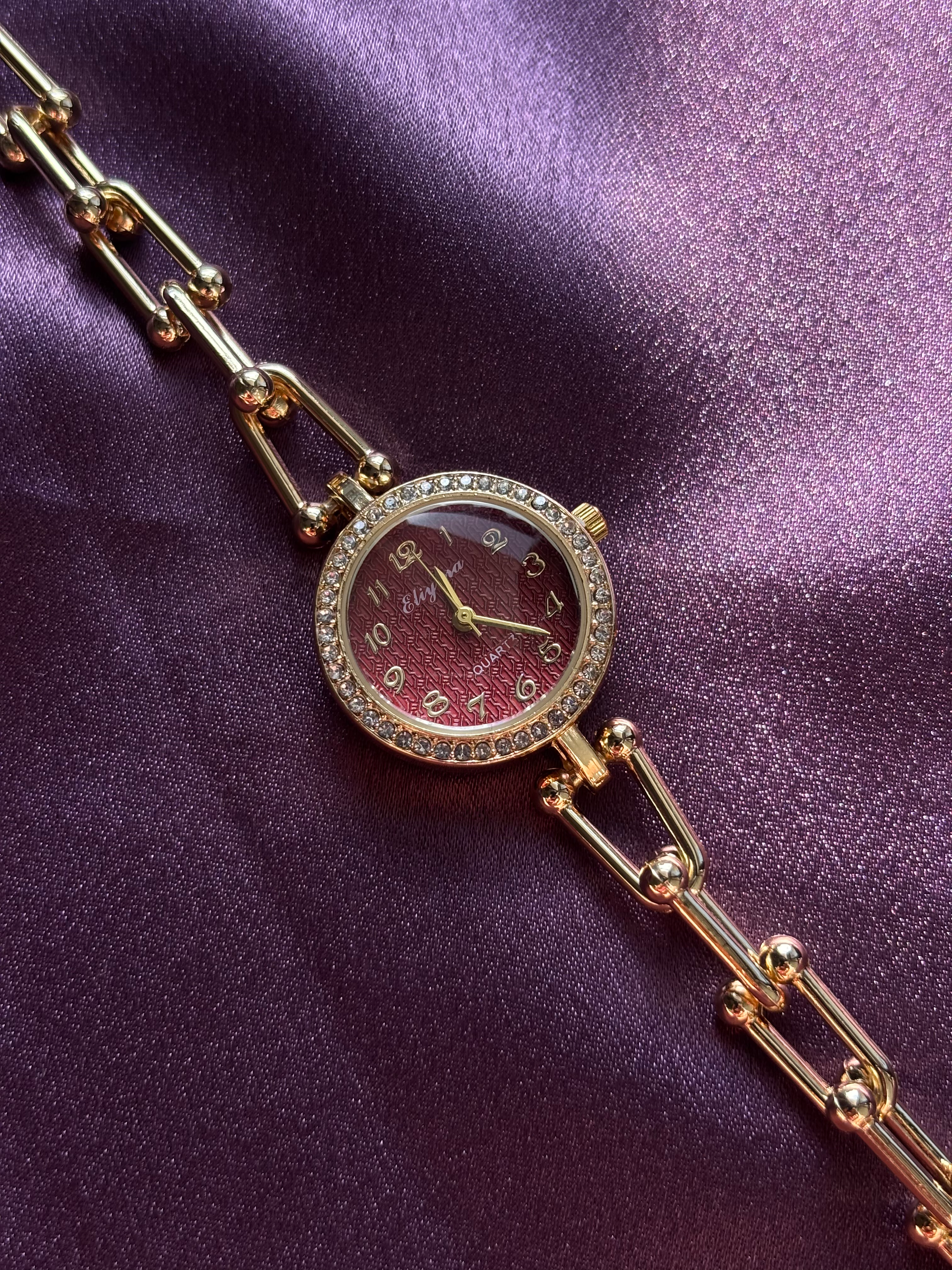 Classic Crimson Chain Bracelet Watch