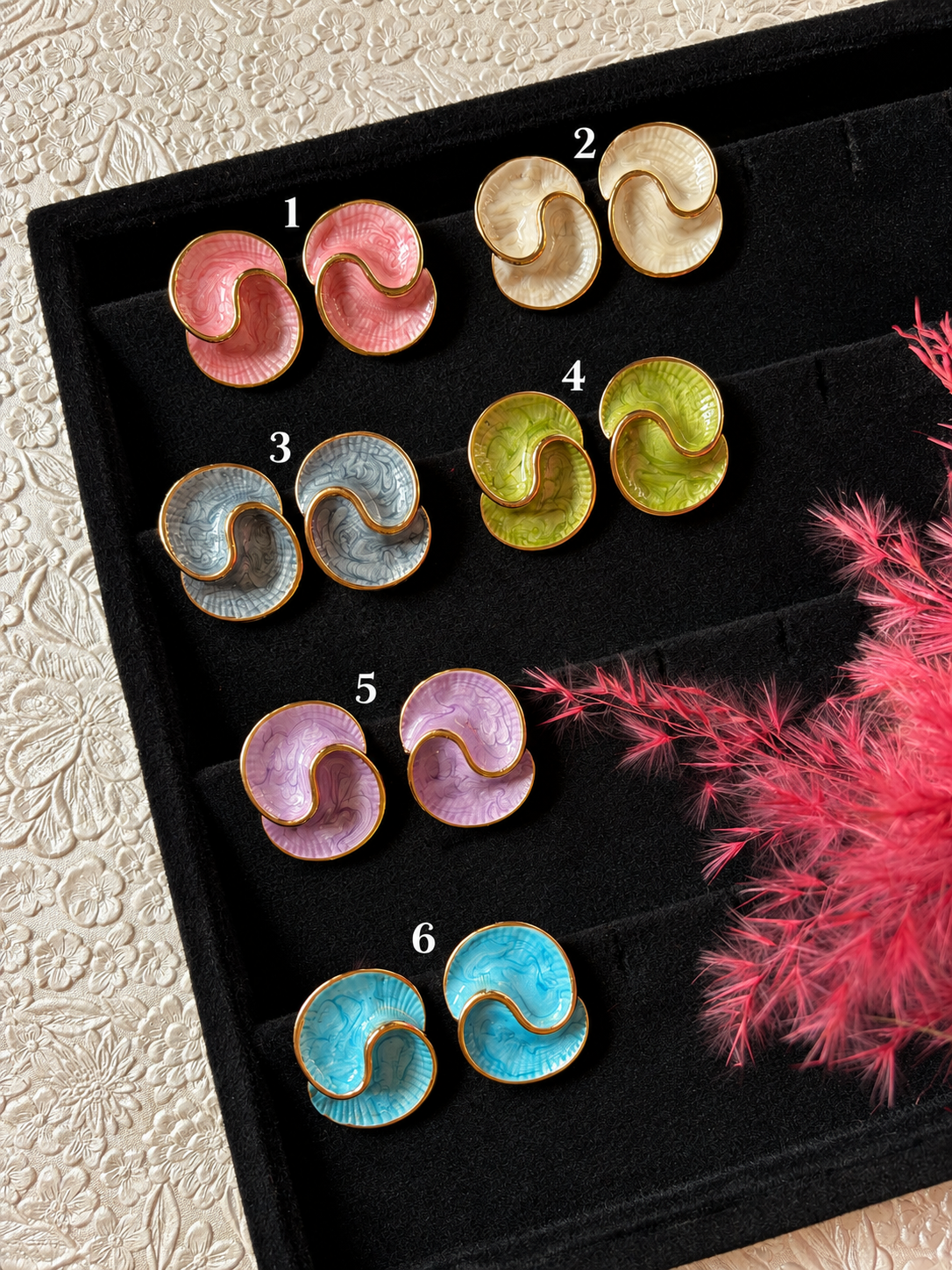 Pearlescent Ribbon Swirl Earrings