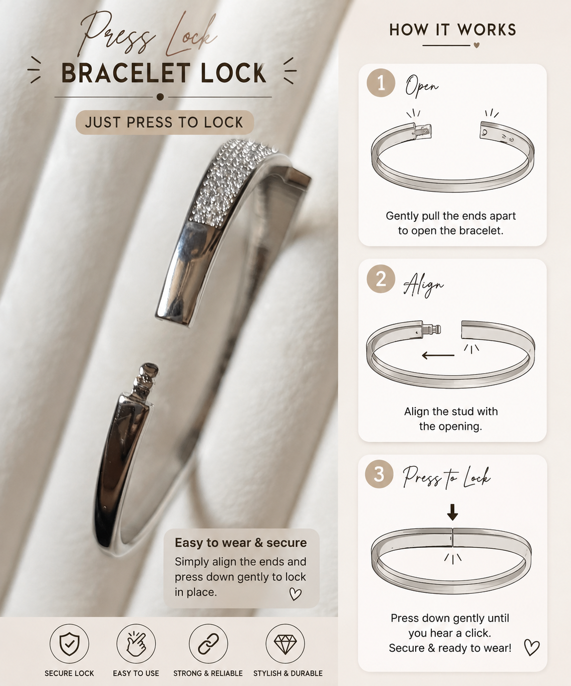 Silver Crystal Panther Bangle