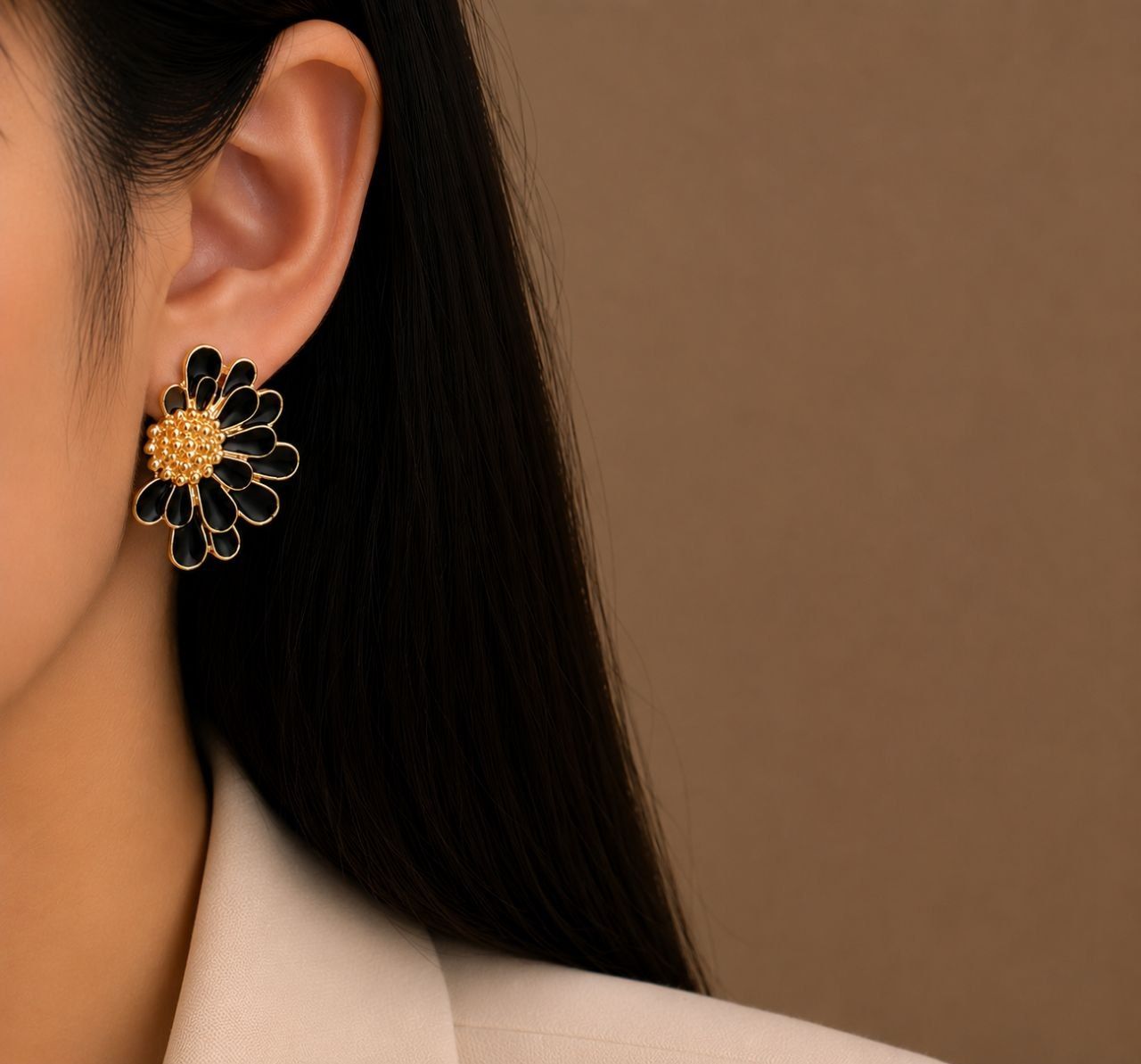 Korean Half Daisy Flower Small Earring — photo_2026-06-04_16-10-19