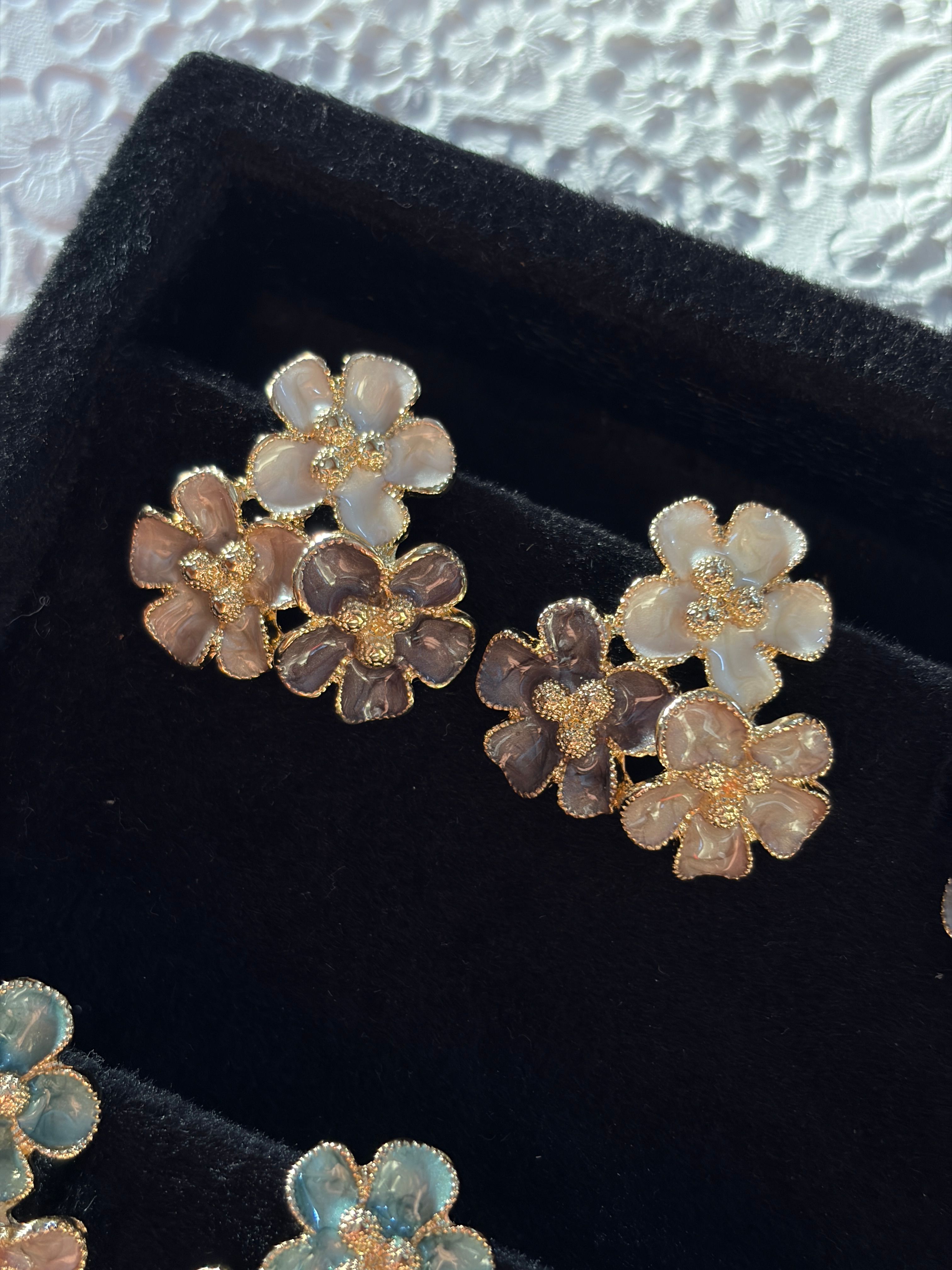 Pearlescent Blossom Trio Stud Earrings