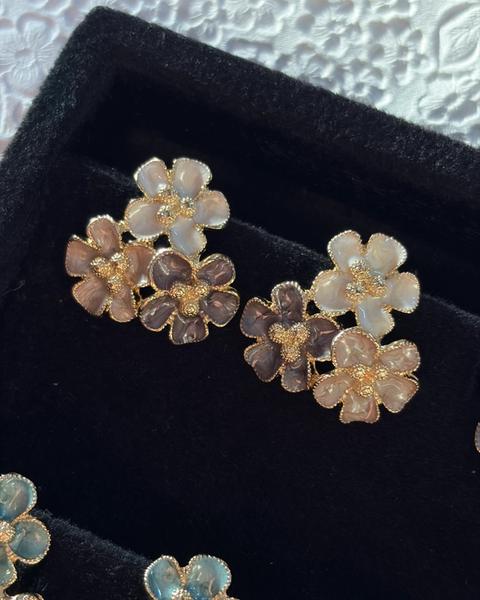 Pearlescent Blossom Trio Stud Earrings