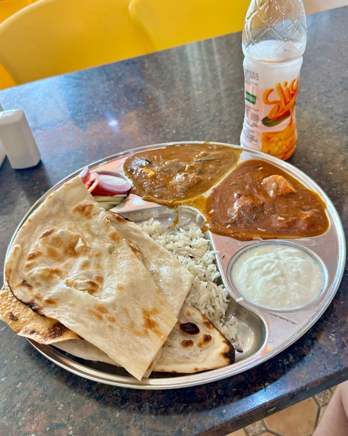 Punjabi thali with naan and paneer