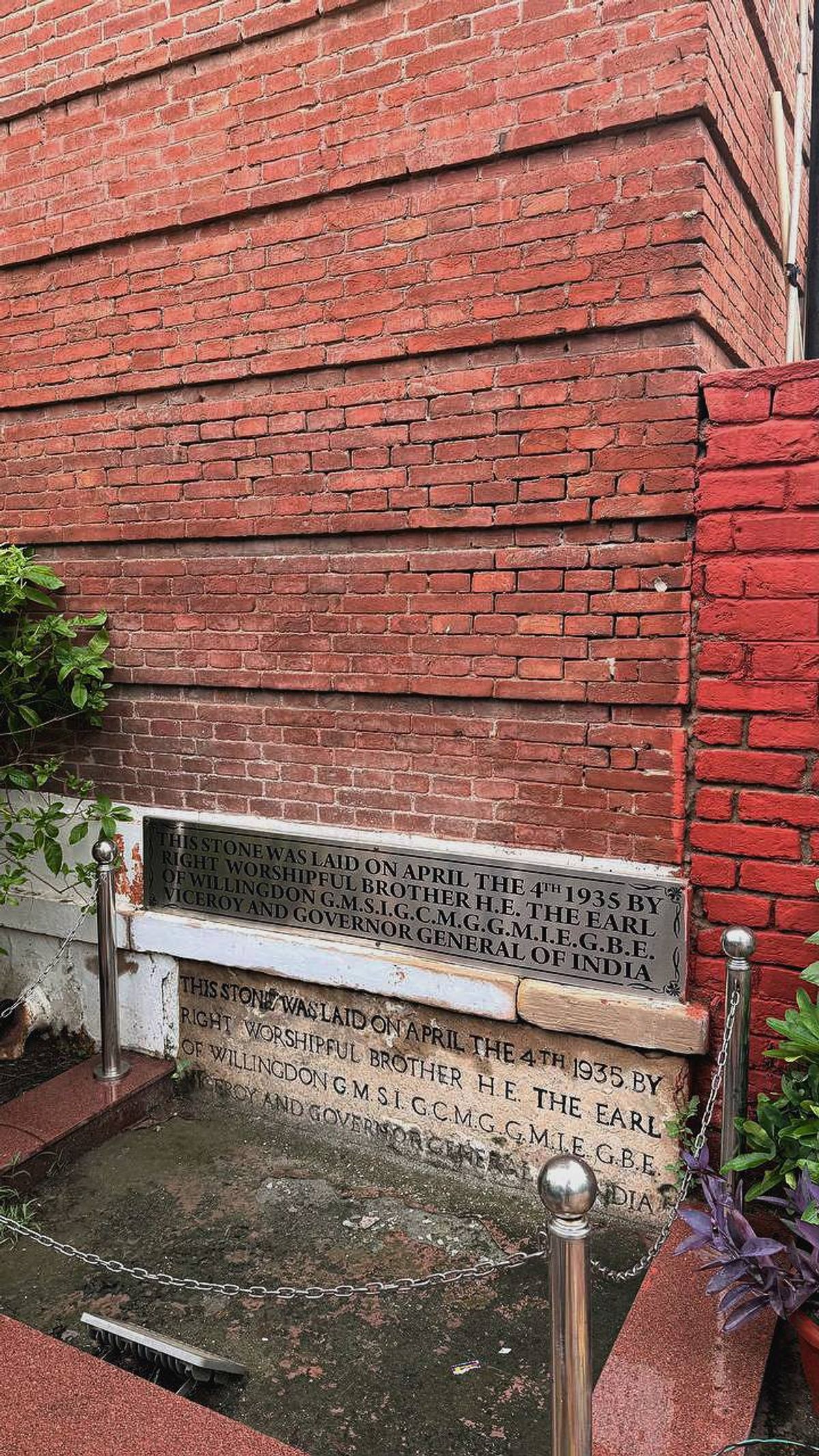 Foundation stone laid by Lord Willingdon in 1935