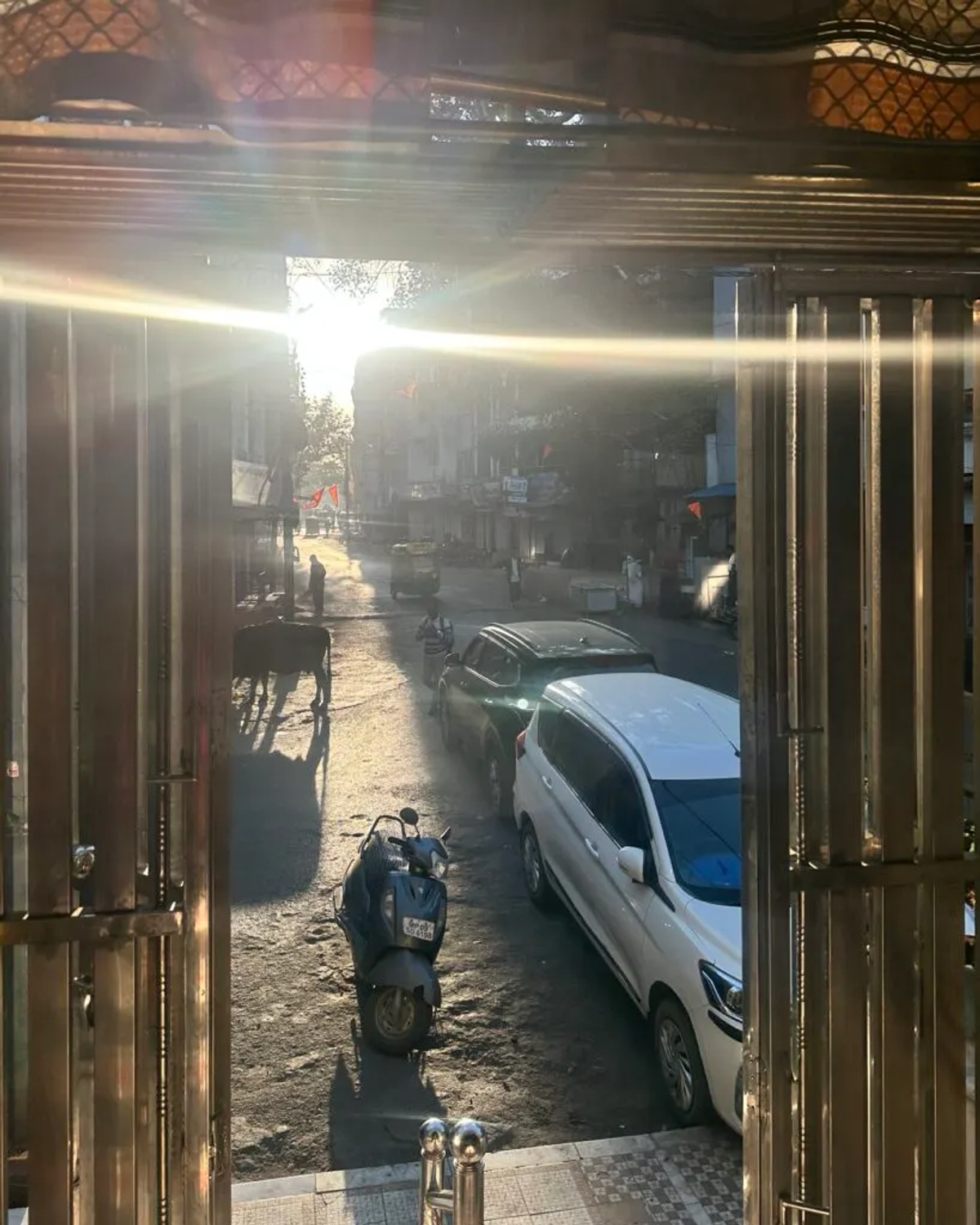 Morning light through temple gates in Ujjain