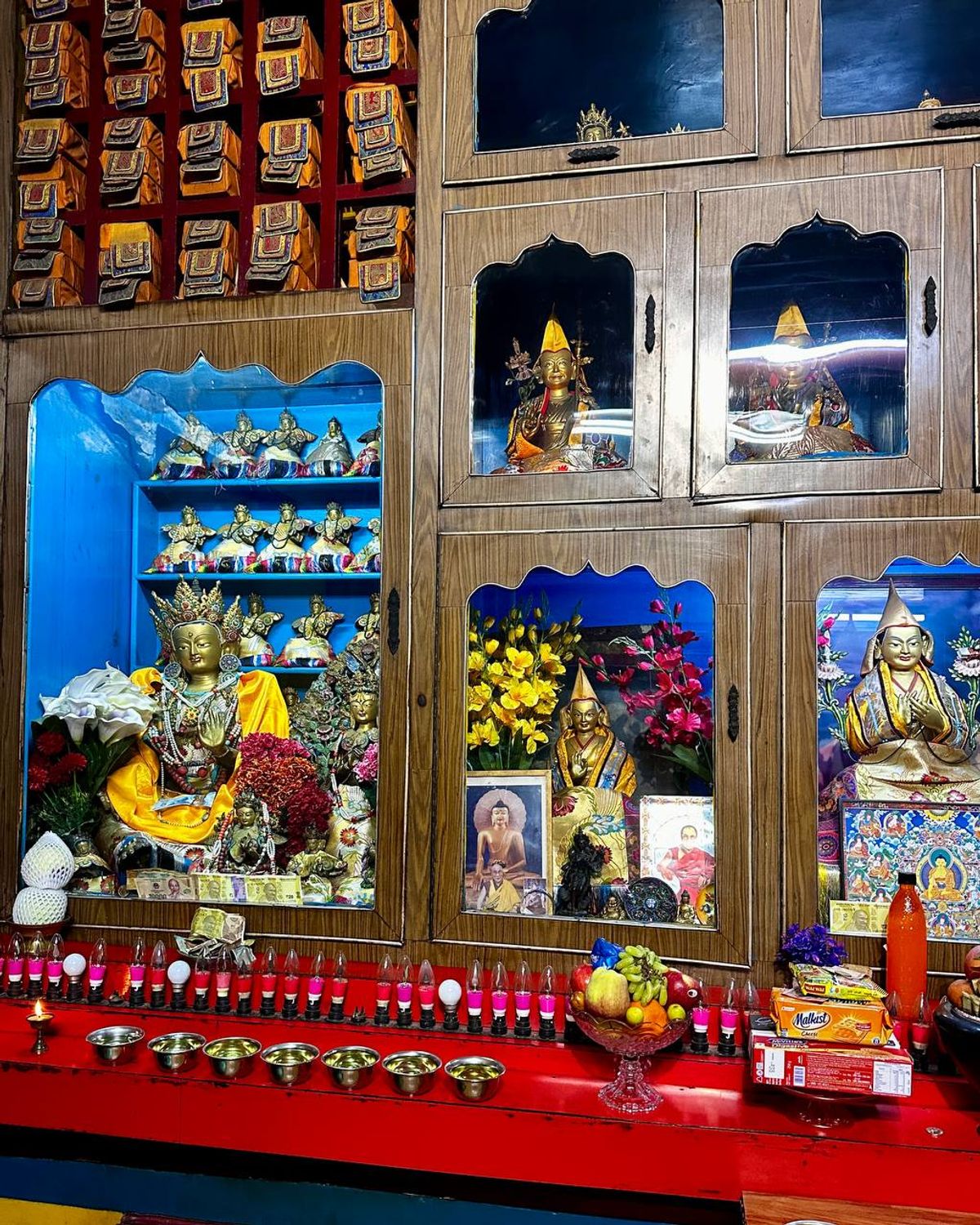 Ornate altar inside the Ganden Tharpa Ling Monastery