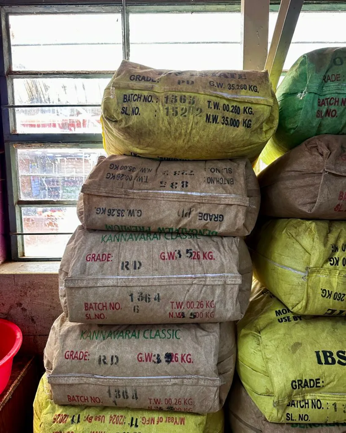 Stacked tea bags ready for distribution