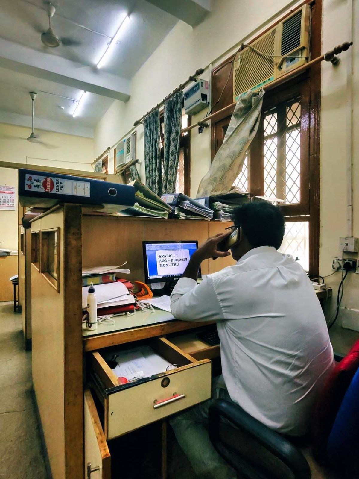 Administrative office with course schedules