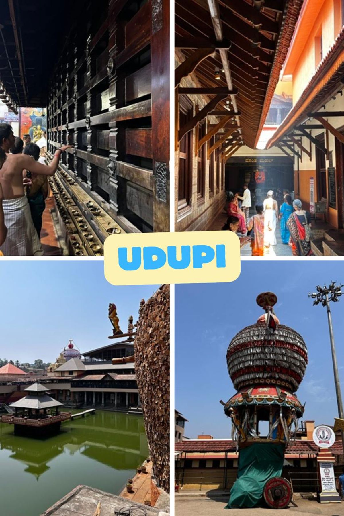 Udupi Krishna Temple interior and tank collage