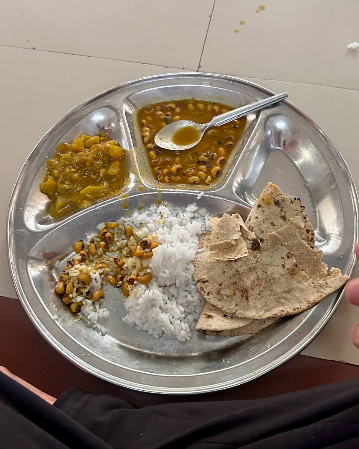 Langar meal on steel plate