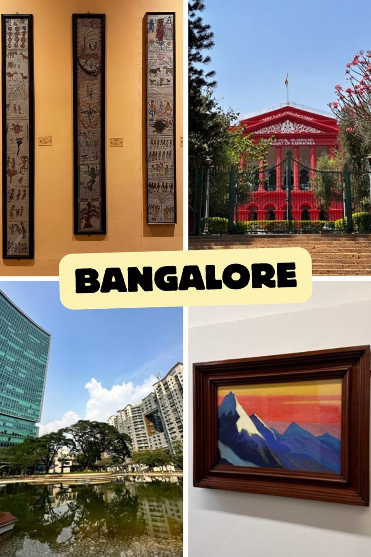 Bangalore art museum and Roerich paintings collage