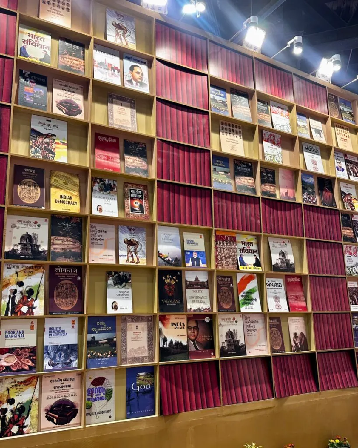 Wall of books at the Delhi Book Fair