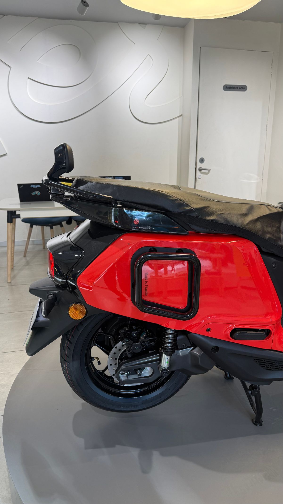 River Indie electric scooter rear view showing design details