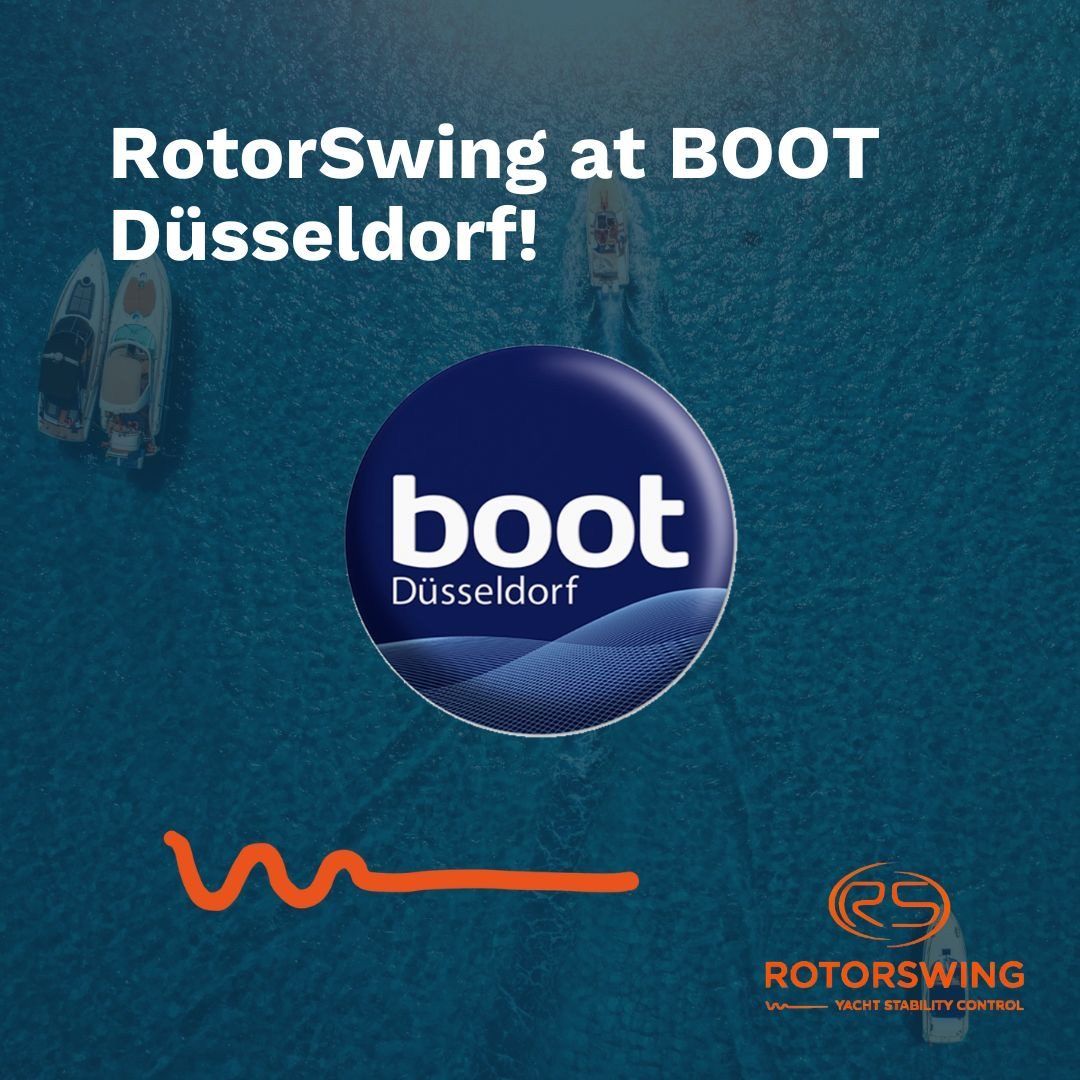 RotorSwing at BOOT Düsseldorf stand announcement graphic