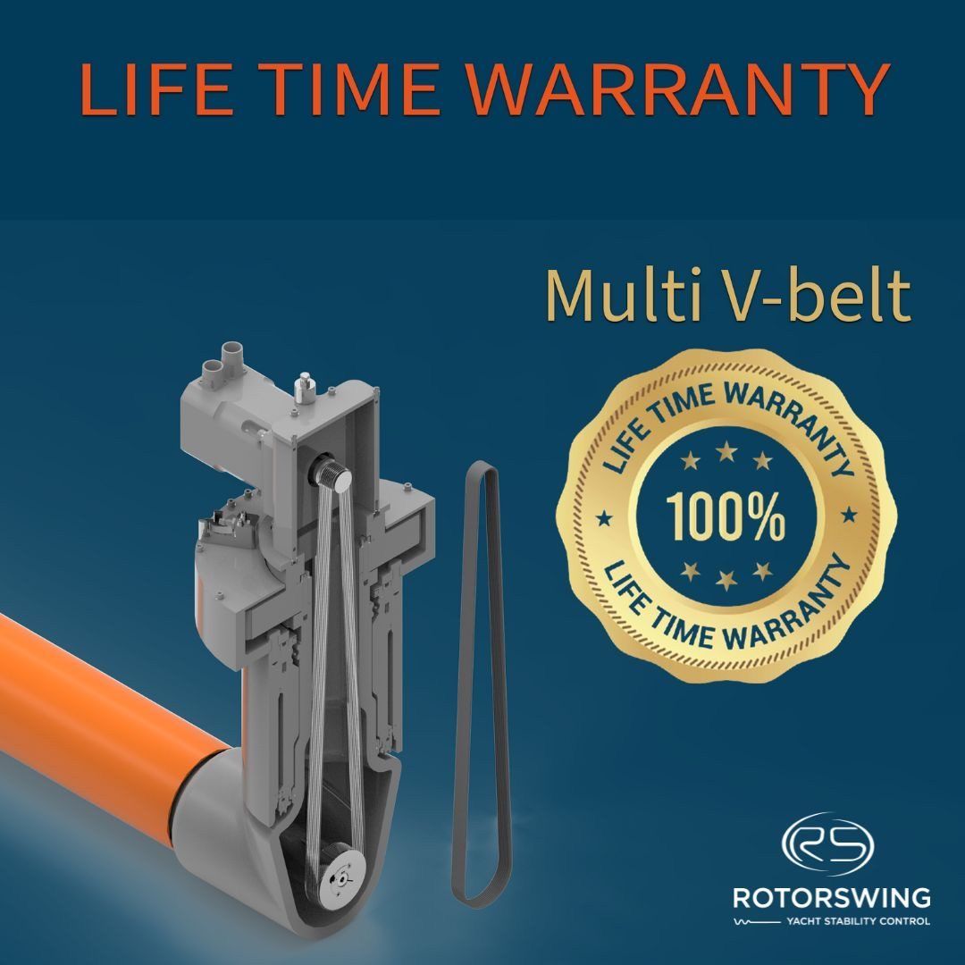 Lifetime warranty graphic for the RotorSwing Multi V-belt